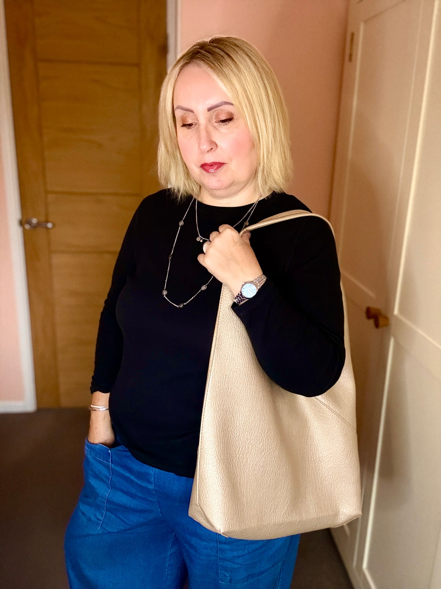 Molten Gold Slouch Bag + Pouch Duo