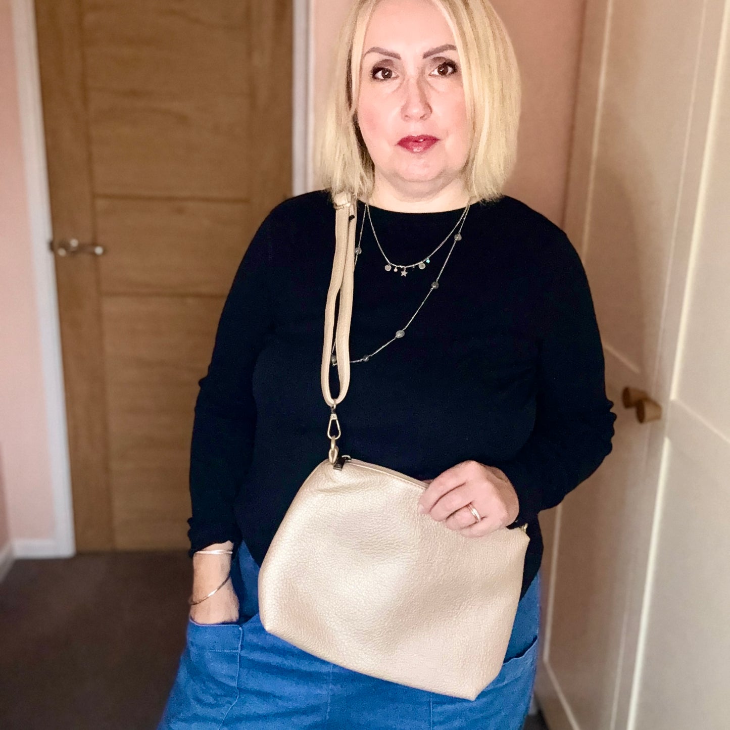 Molten Gold Slouch Bag + Pouch Duo