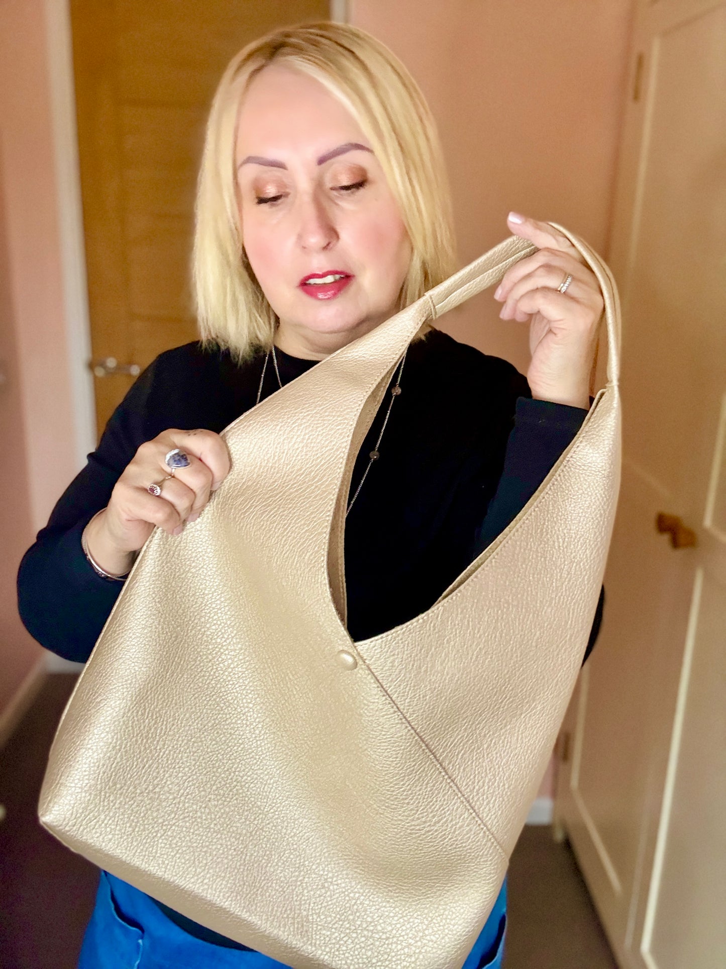 Molten Gold Slouch Bag + Pouch Duo