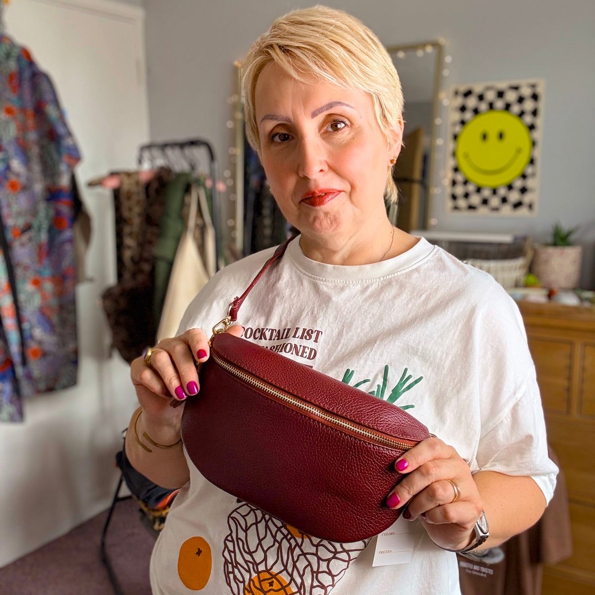 Garnet Medium Leather Bum Bag