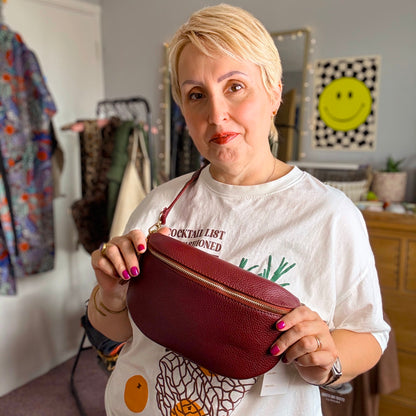 Garnet Medium Leather Bum Bag