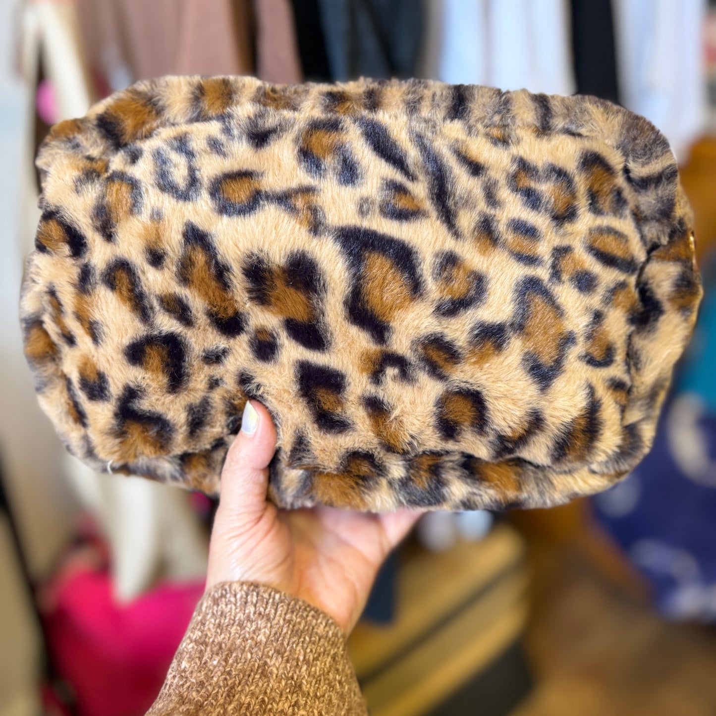 Leopard Faux Fur Crossbody Bag