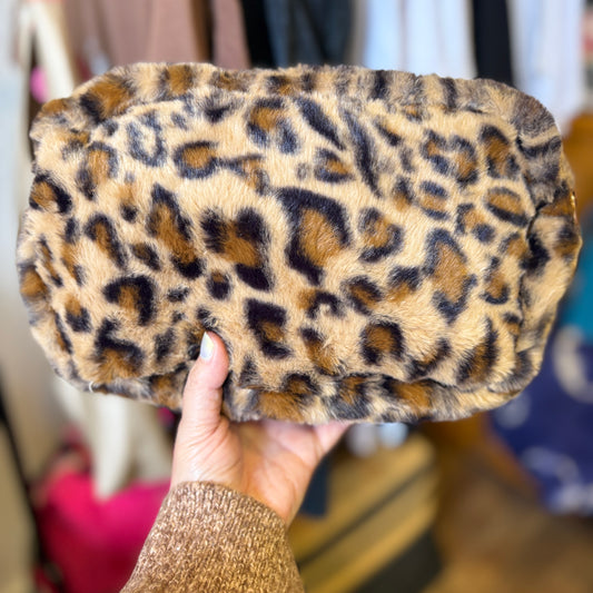 Leopard Faux Fur Crossbody Bag