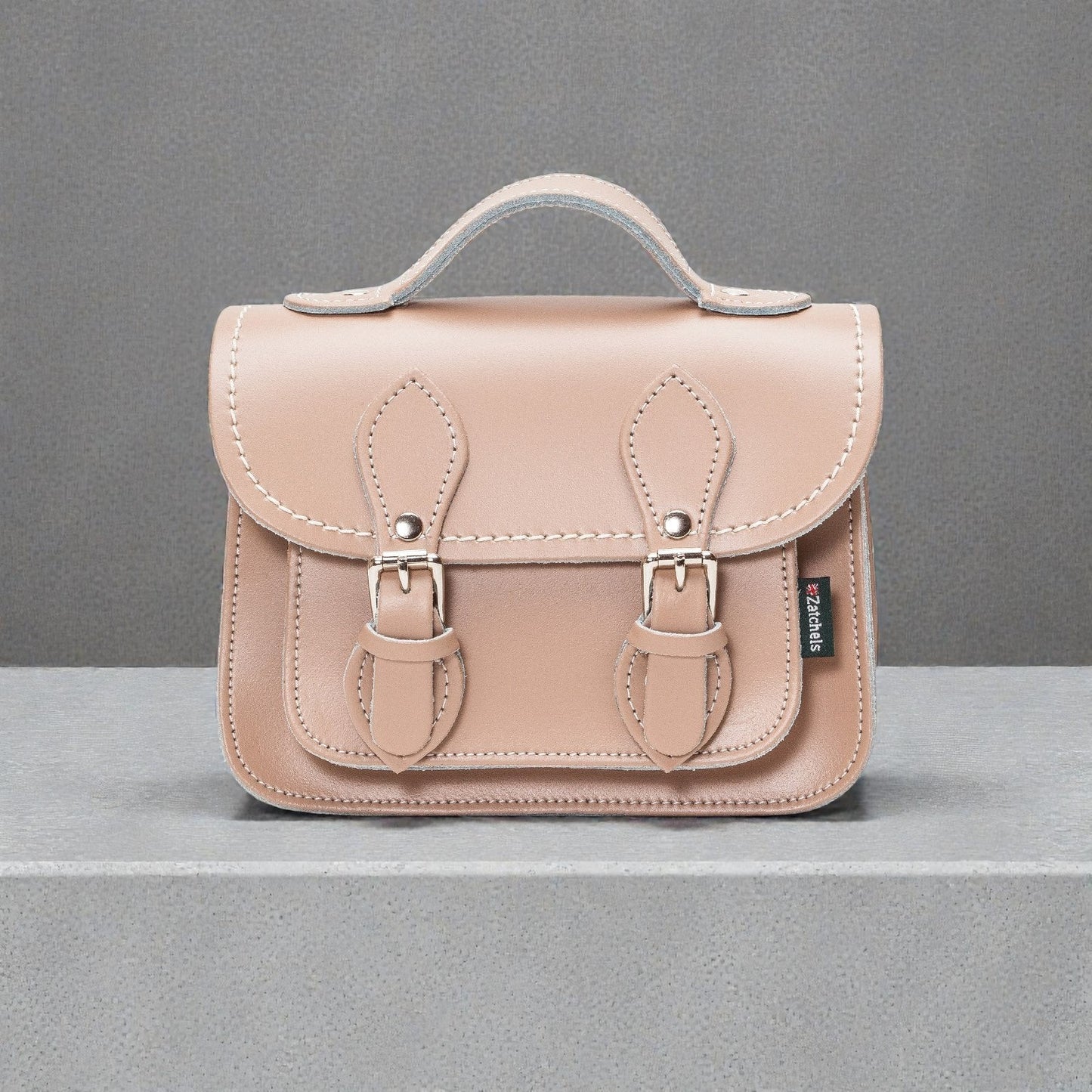 Handmade Leather Micro Satchel - Iced Coffee