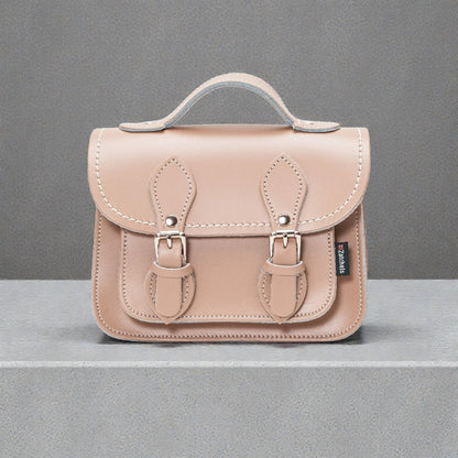 Handmade Leather Micro Satchel - Iced Coffee