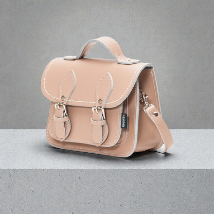 Handmade Leather Micro Satchel - Iced Coffee