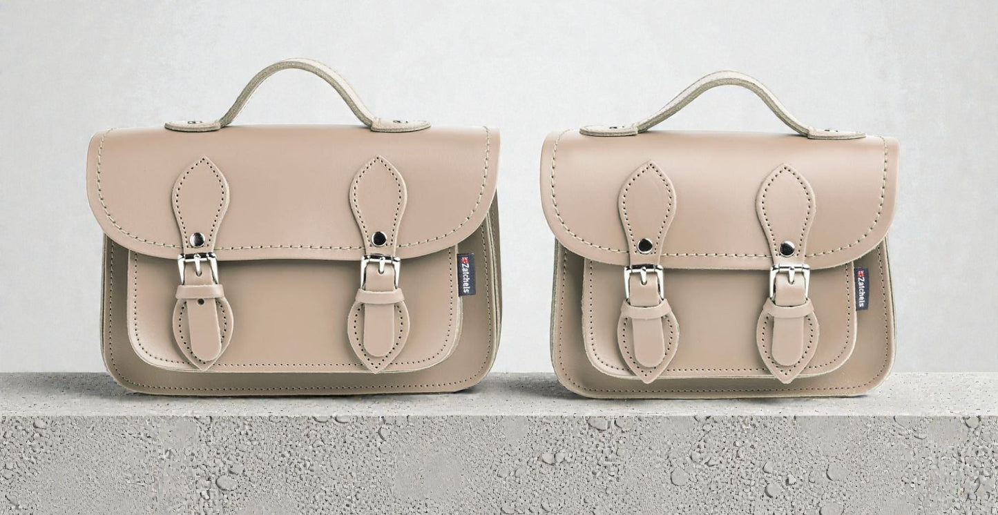 Handmade Leather Micro Satchel - Iced Coffee