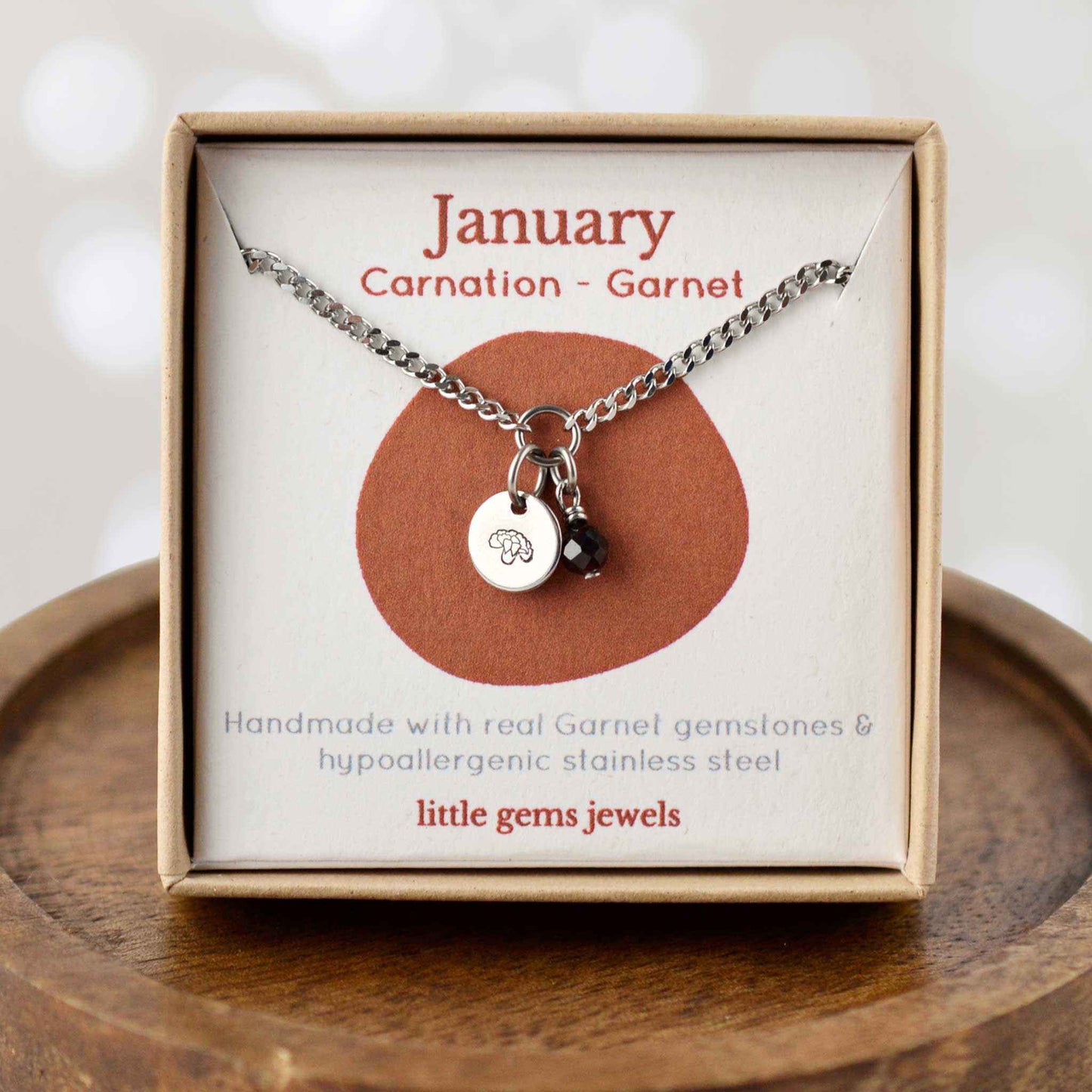 January Birthflower With Birthstone Necklace