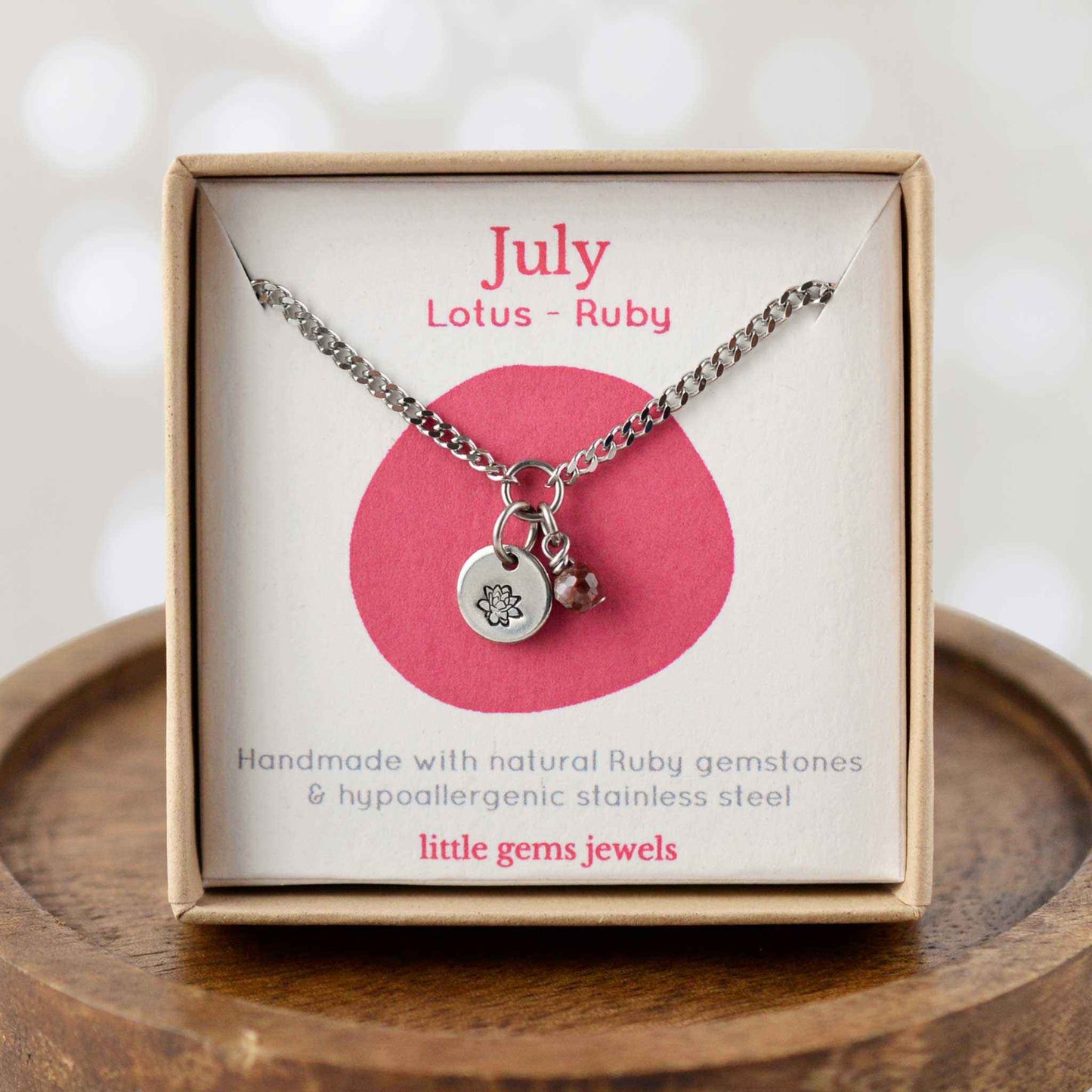 July Birthflower With Birthstone Necklace