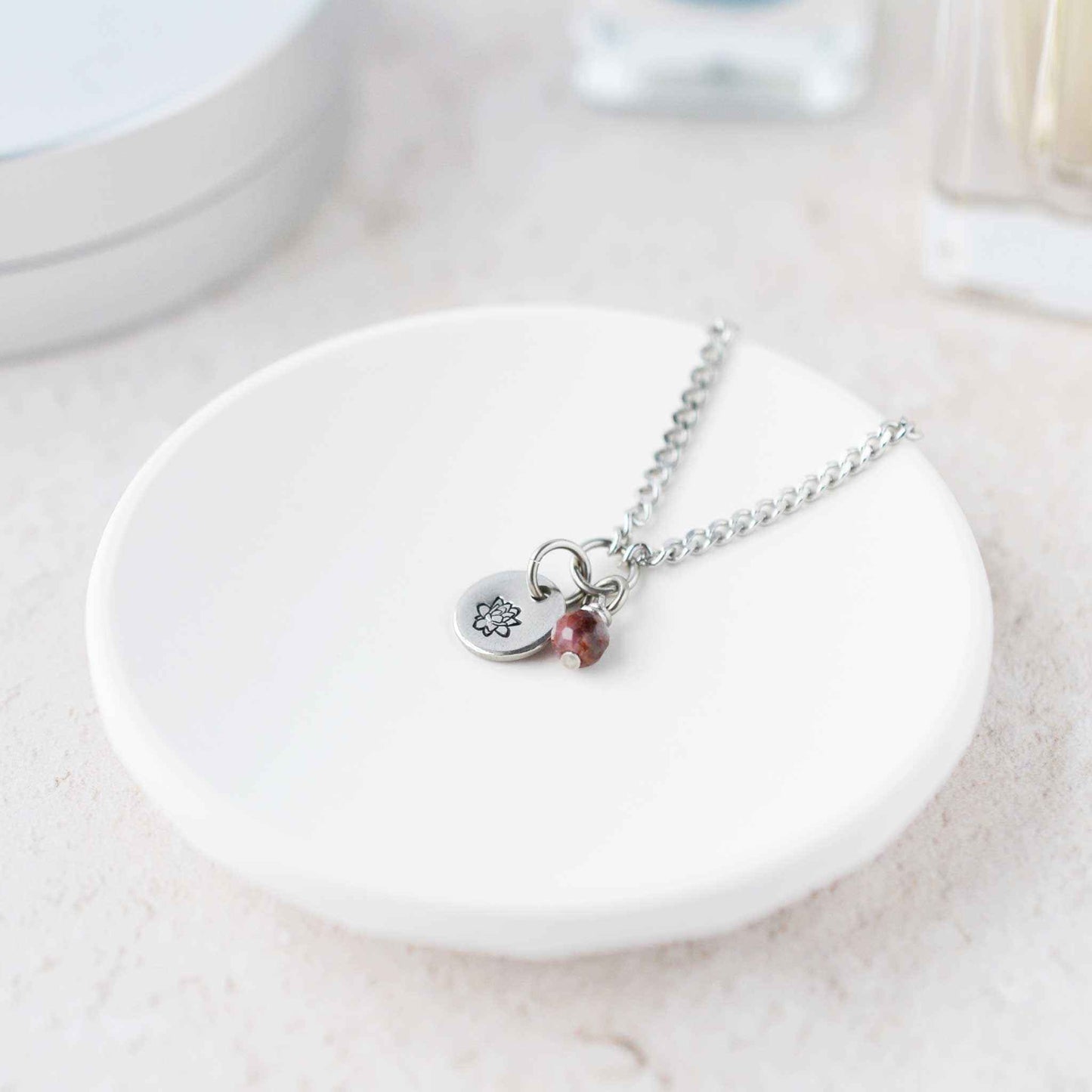 July Birthflower With Birthstone Necklace