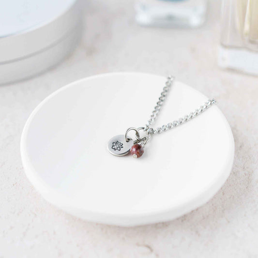 July Birthflower With Birthstone Necklace