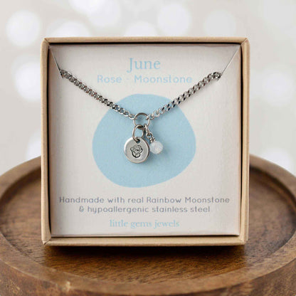 June Birthflower With Birthstone Necklace