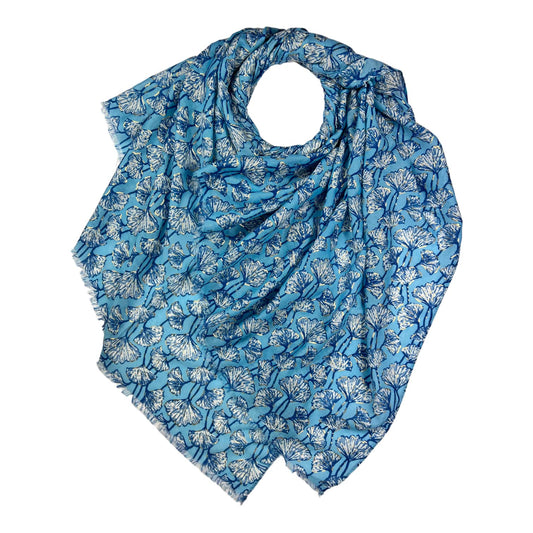 Blue & Gold Lotus Leaf Scarf