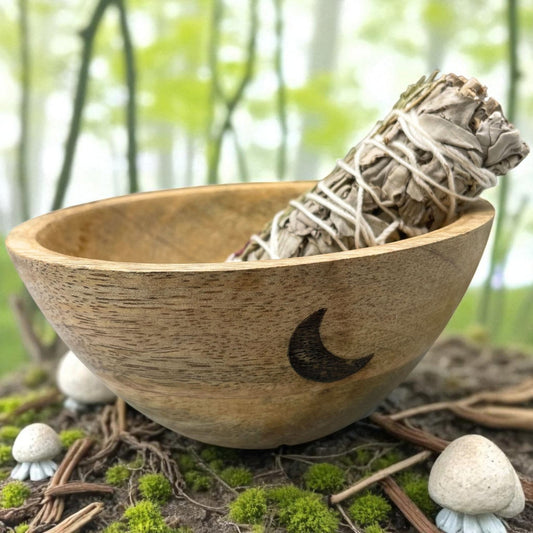 Large Three Moons Wooden Smudge Bowl