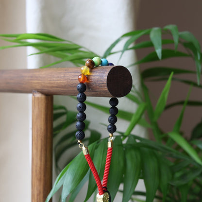 Lava Stone Chakra Gemstone 18K Gold Plated Bracelet