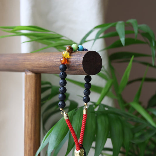 Lava Stone Chakra Gemstone 18K Gold Plated Bracelet