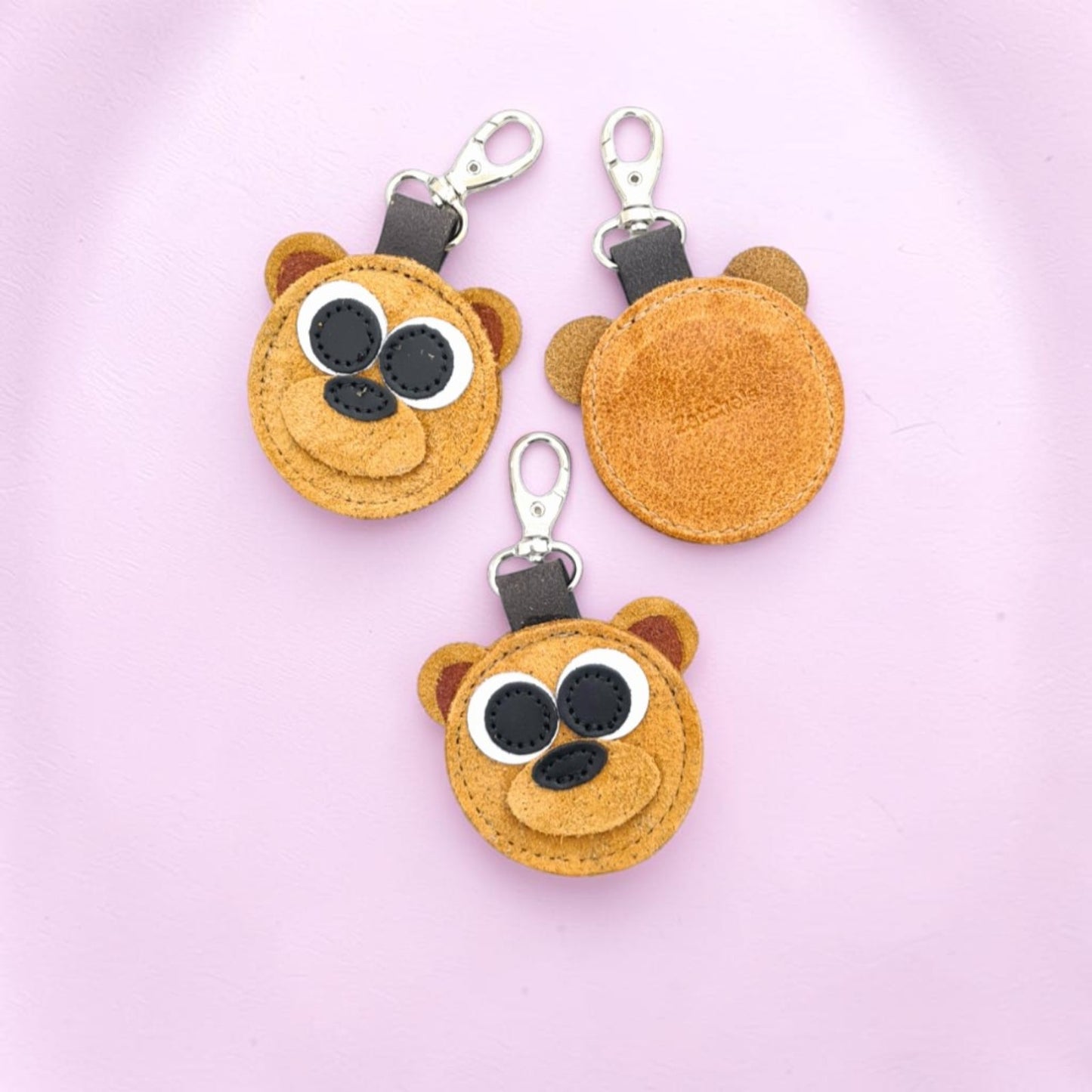 Brown Bear Handmade Tannery Leather Bag Charm