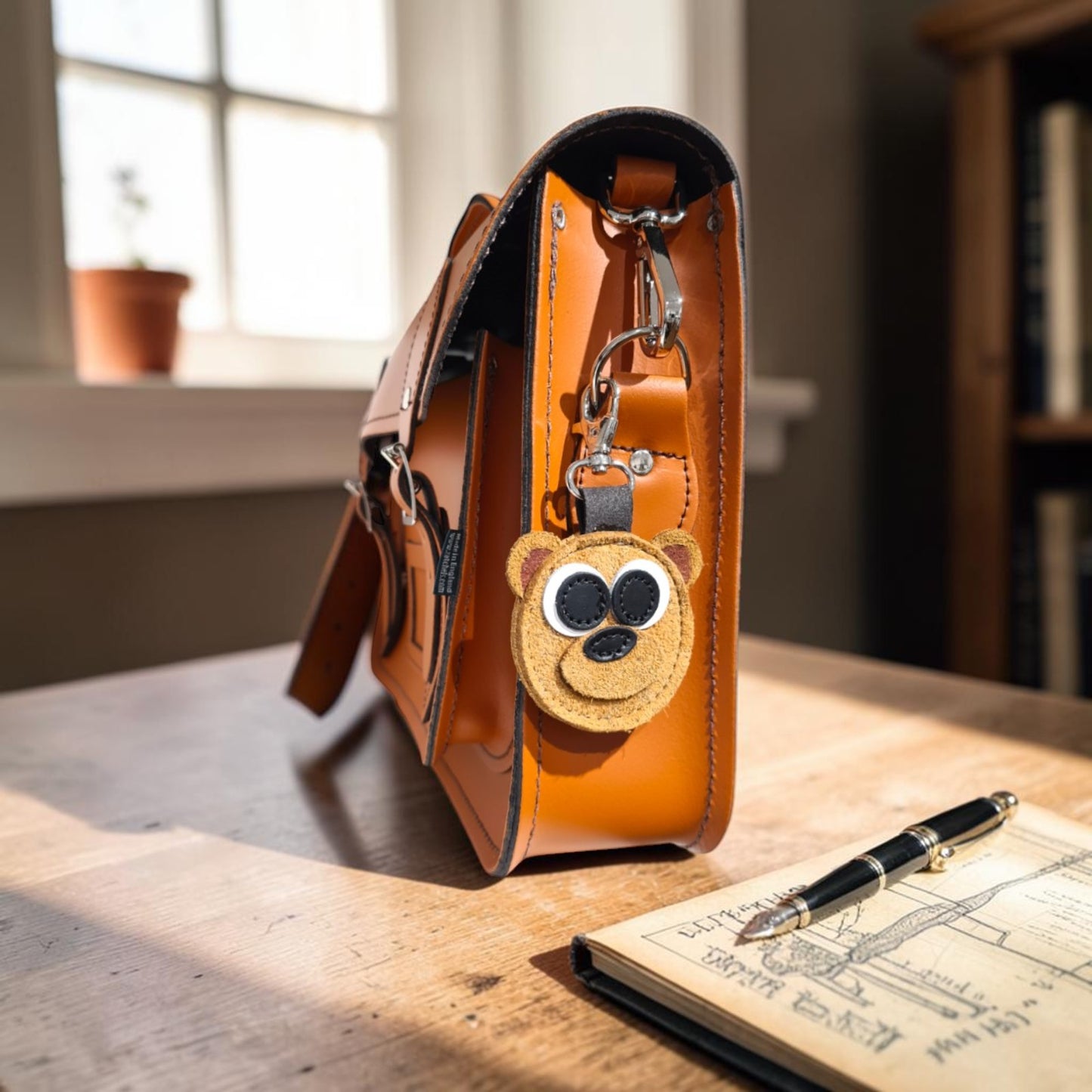 Brown Bear Handmade Tannery Leather Bag Charm
