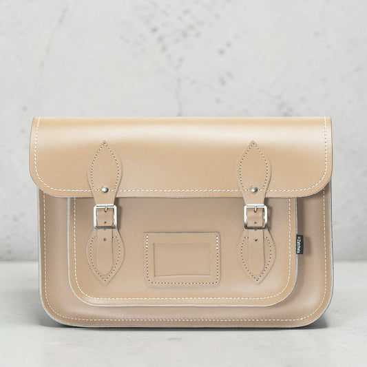 Handmade Leather Satchel - Iced Coffee