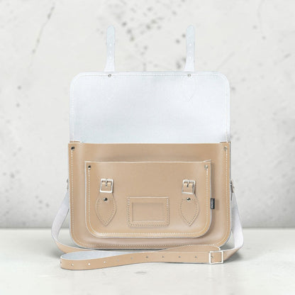 Handmade Leather Satchel - Iced Coffee