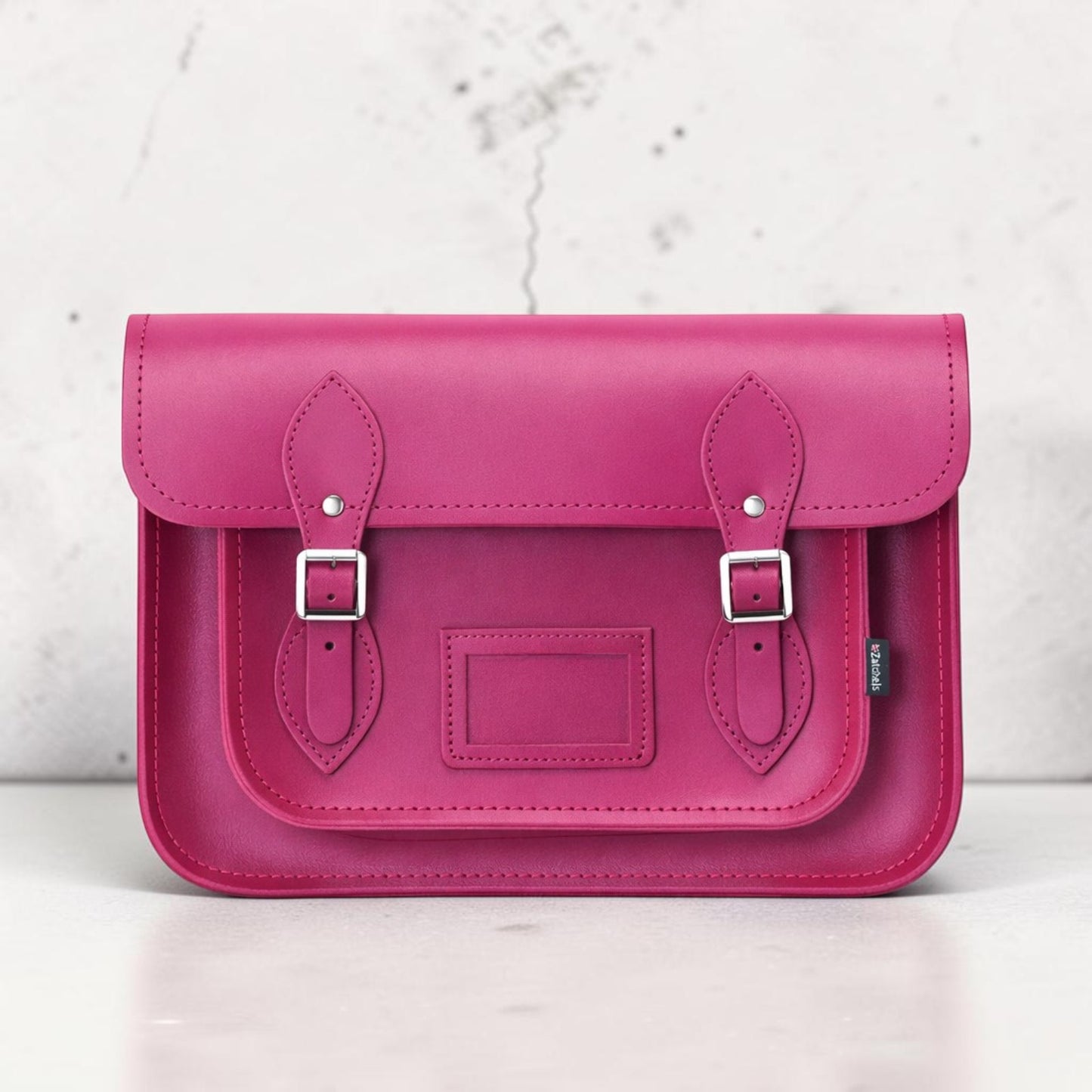 Handmade Leather Satchel - Magenta