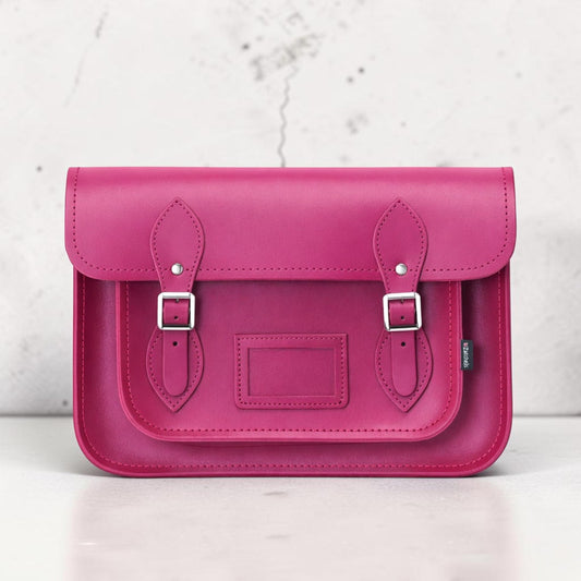 Handmade Leather Satchel - Magenta