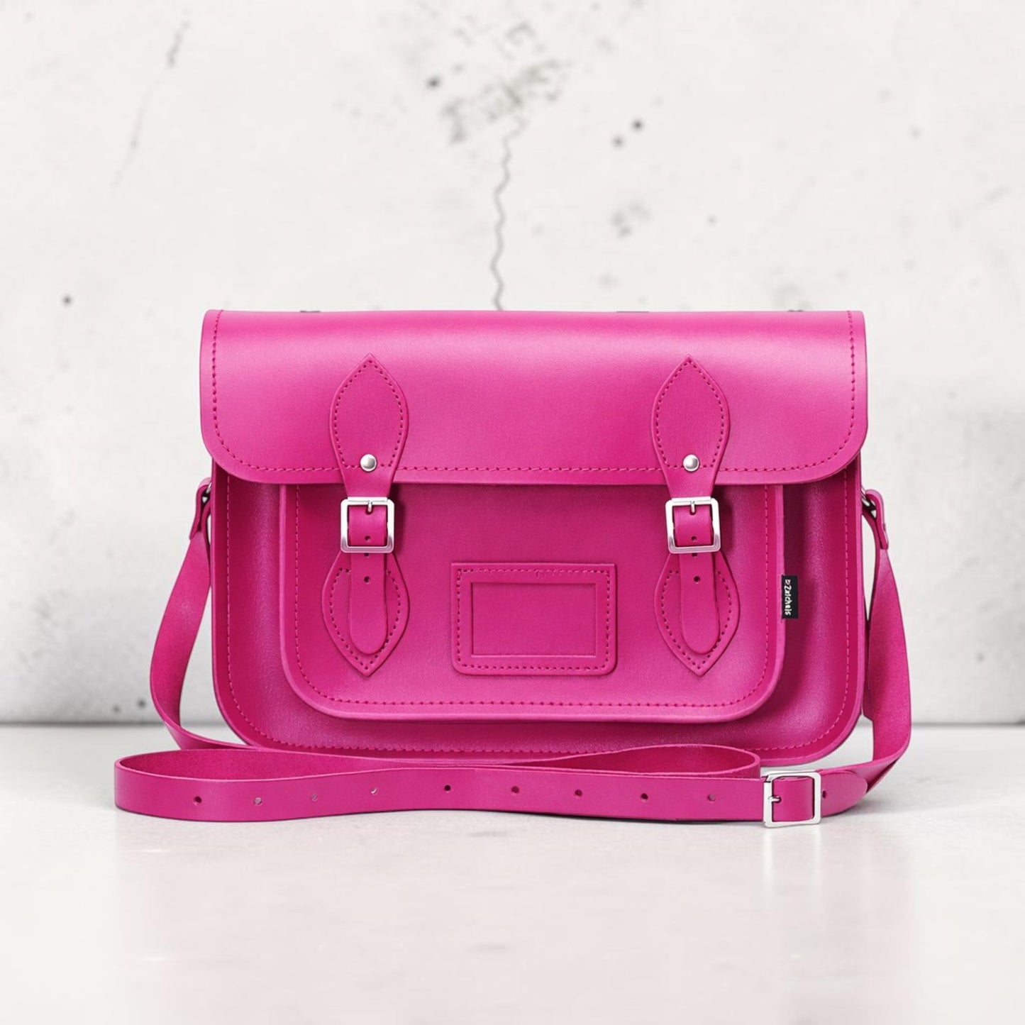 Handmade Leather Satchel - Magenta