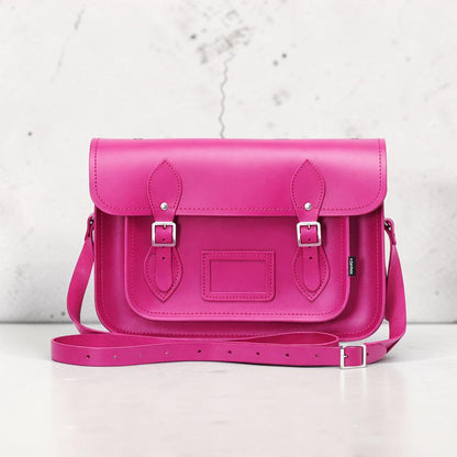 Handmade Leather Satchel - Magenta