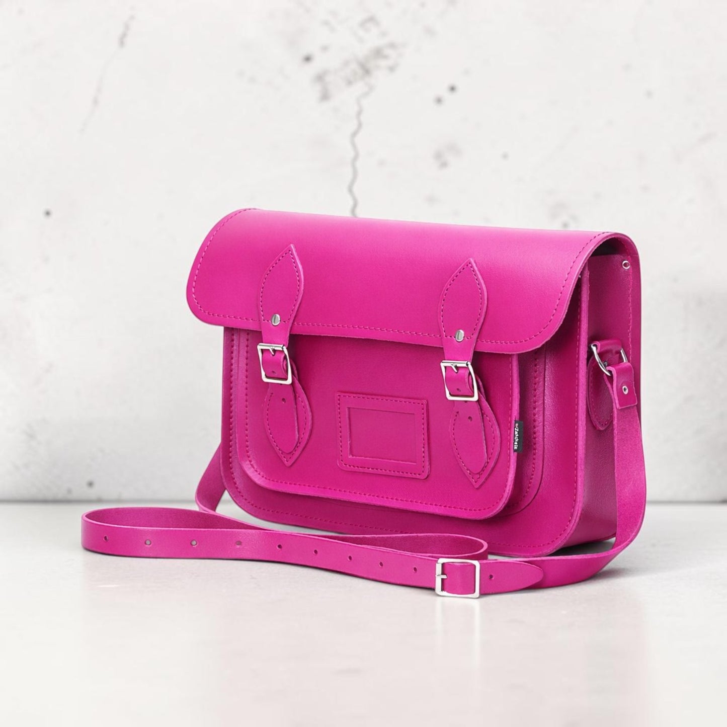 Handmade Leather Satchel - Magenta