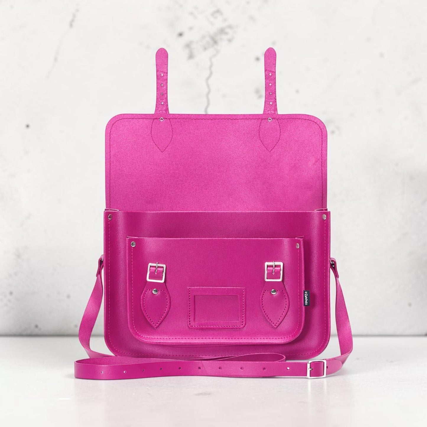 Handmade Leather Satchel - Magenta