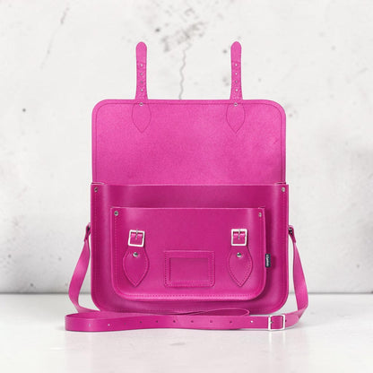 Handmade Leather Satchel - Magenta