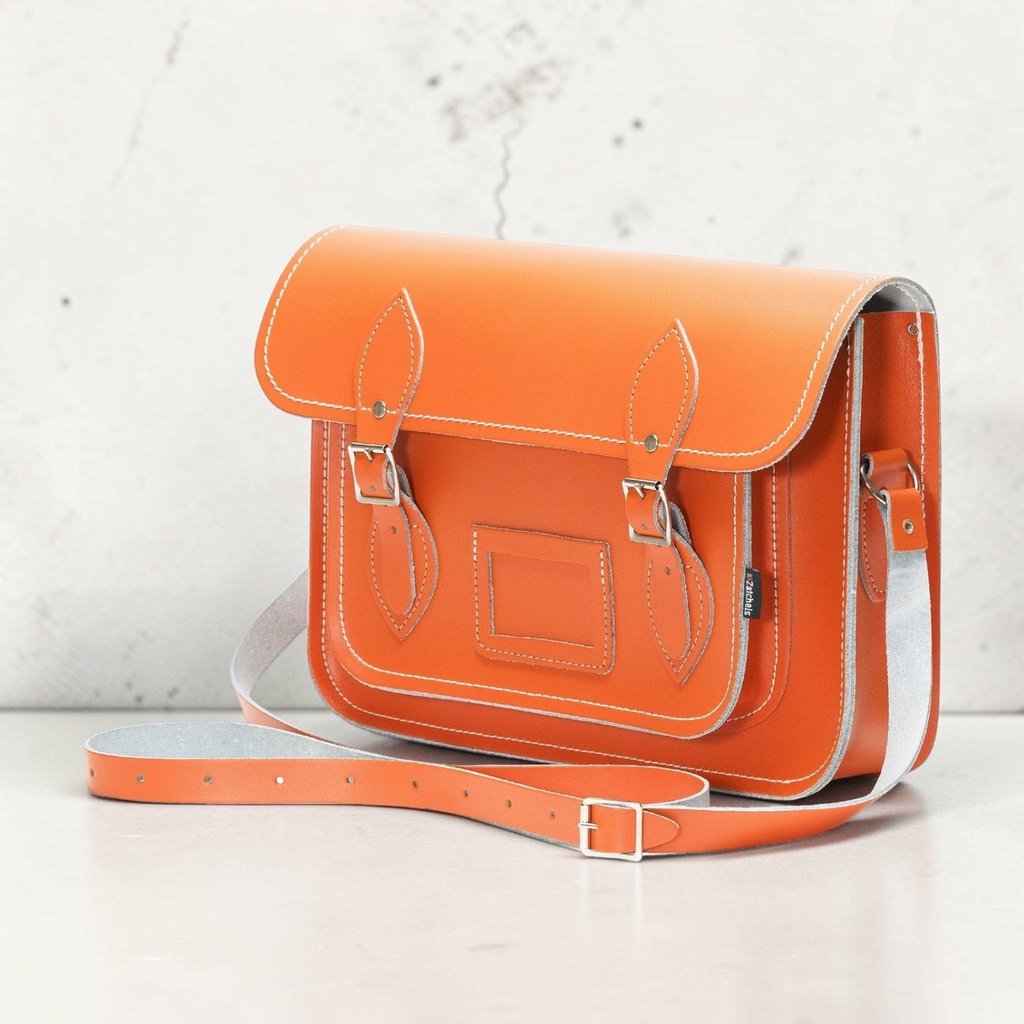 Handmade Leather Satchel - Orange