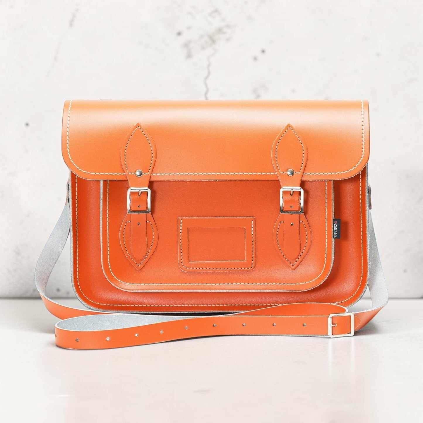 Handmade Leather Satchel - Orange