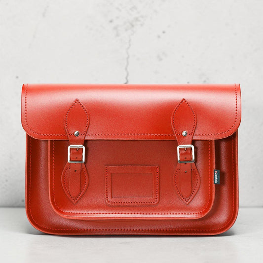 Handmade Leather Satchel - Pillar Box Red