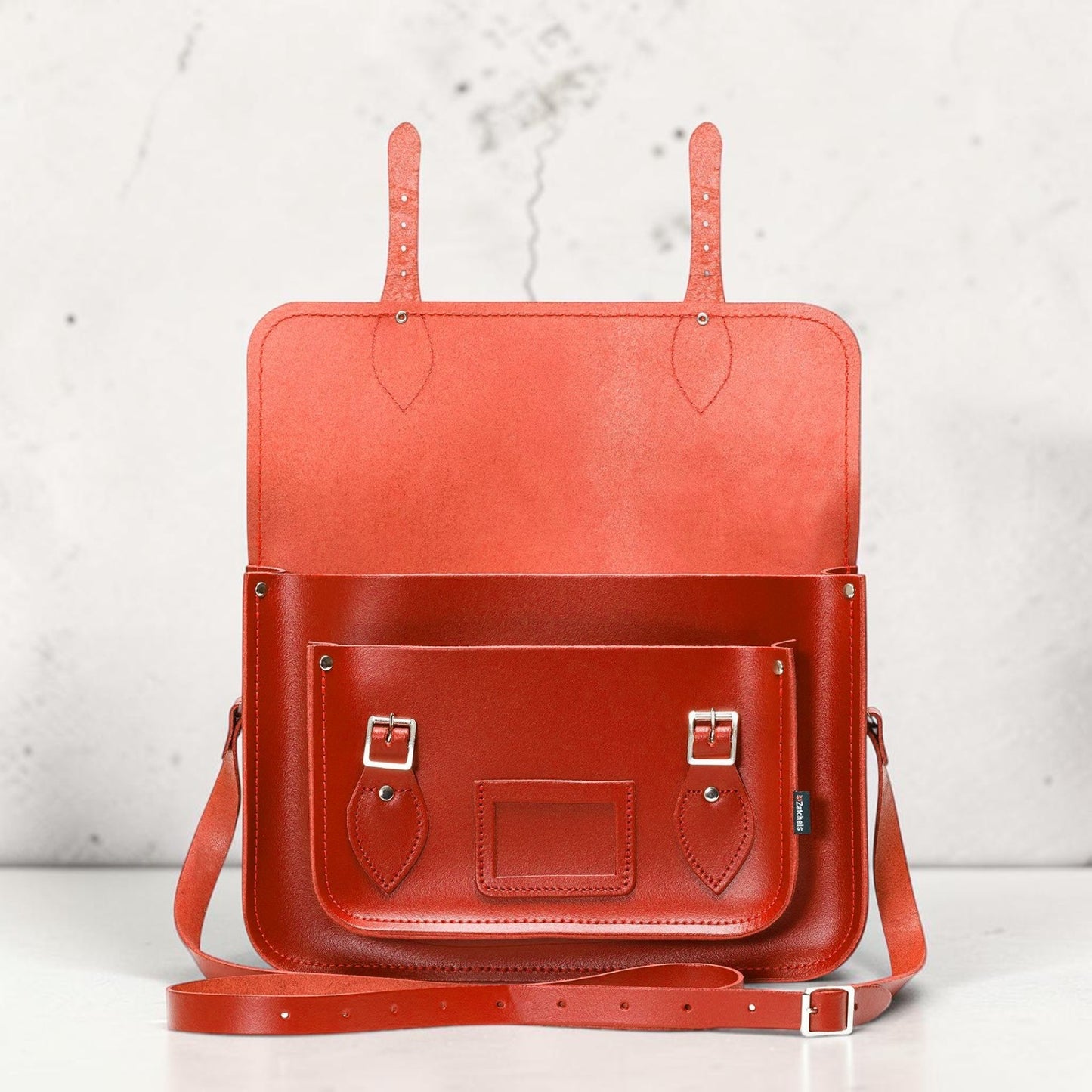 Handmade Leather Satchel - Pillar Box Red