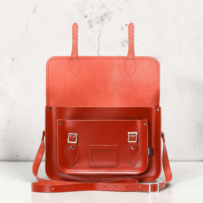 Handmade Leather Satchel - Pillar Box Red