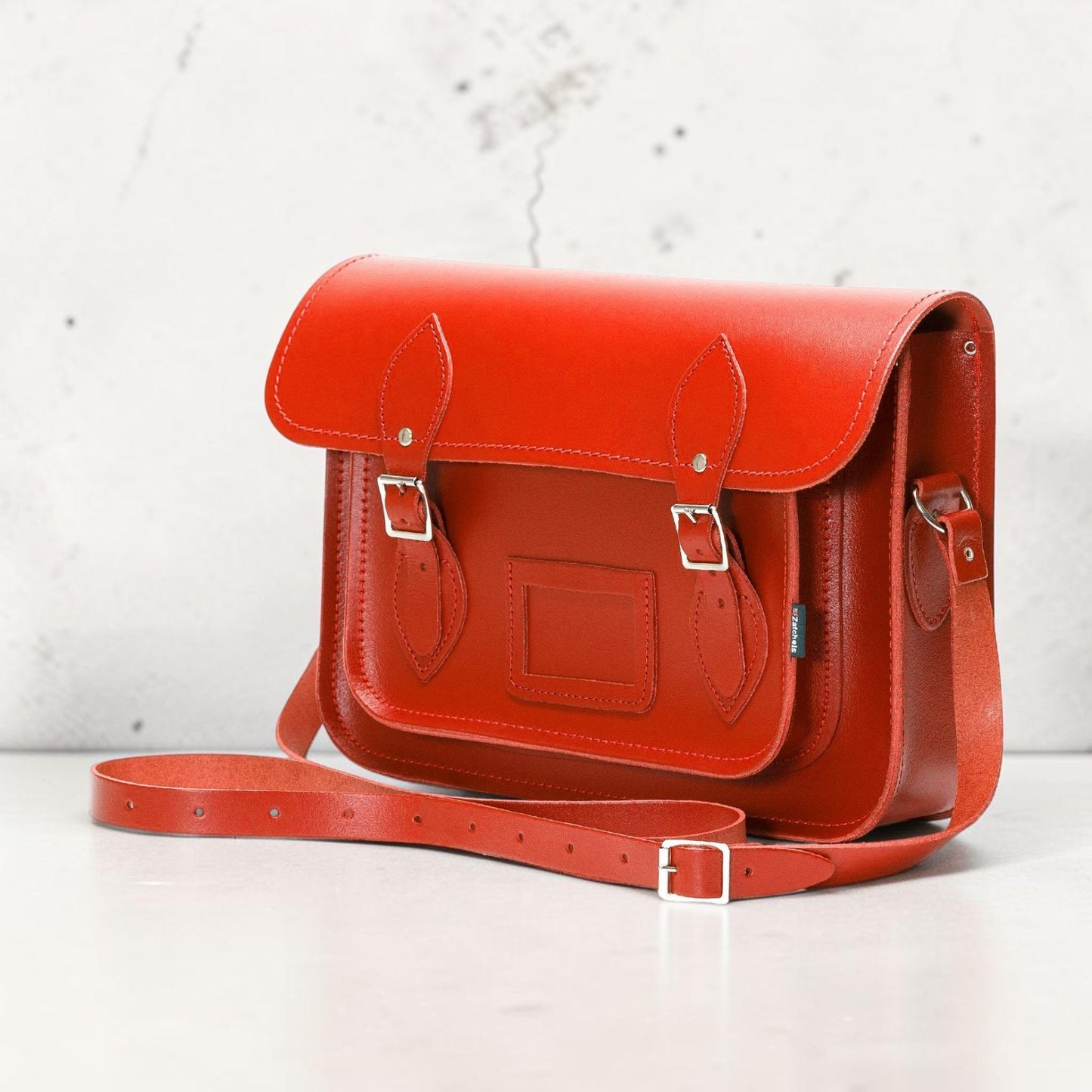 Handmade Leather Satchel - Pillar Box Red