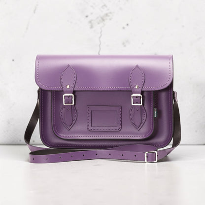 Handmade Leather Satchel - Purple