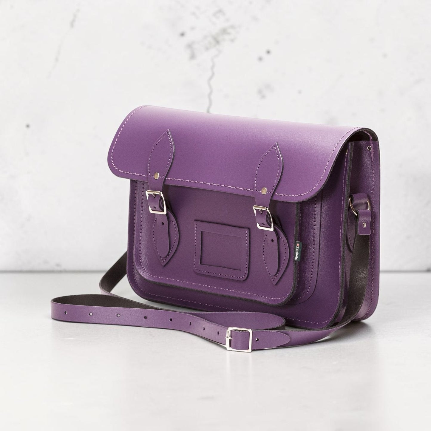 Handmade Leather Satchel - Purple