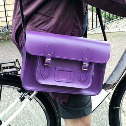 Handmade Leather Satchel - Purple
