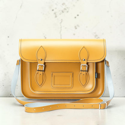 Handmade Leather Satchel - Yellow Ochre