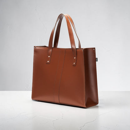 Handmade Leather Shopper - Chestnut