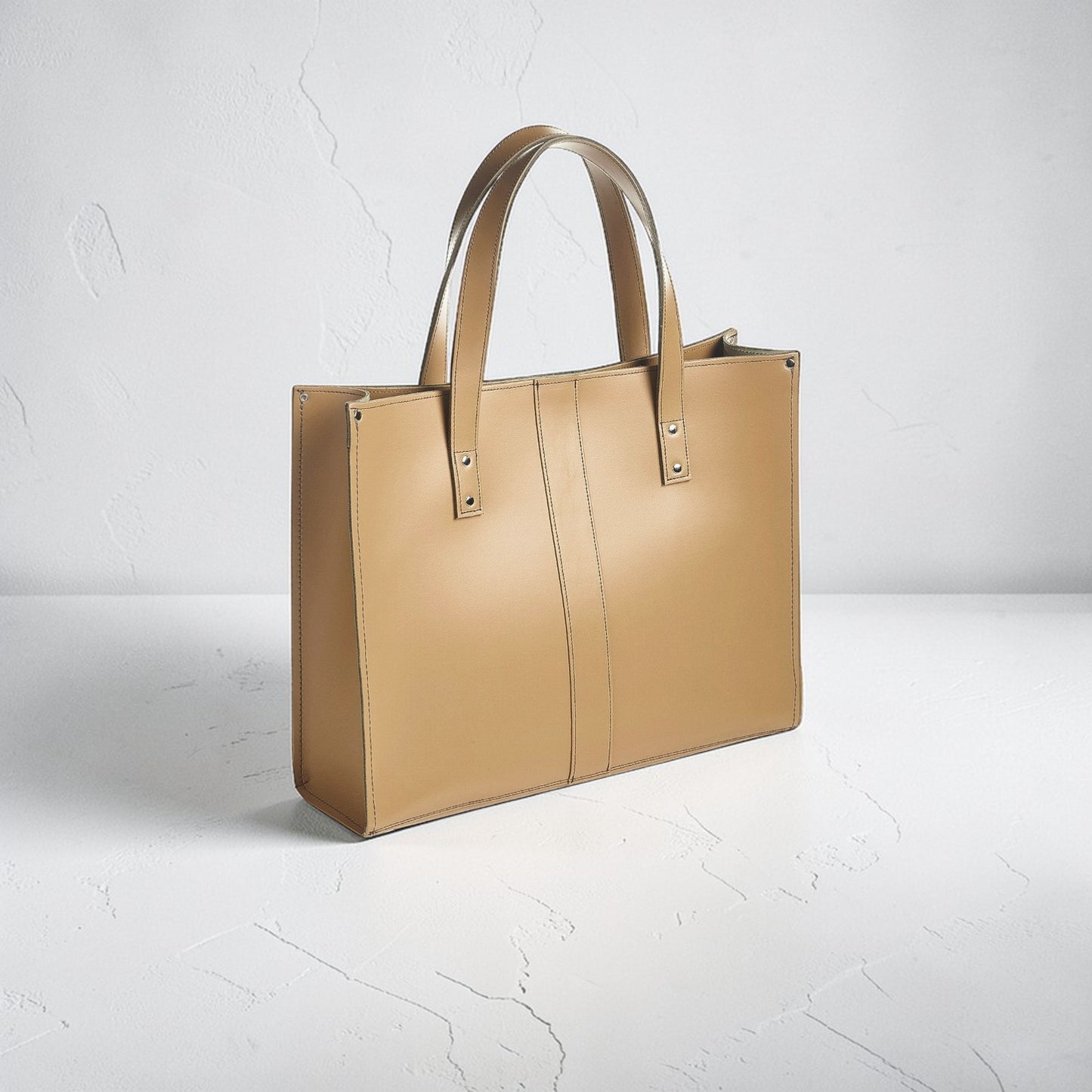 Handmade Leather Shopper - Iced Coffee