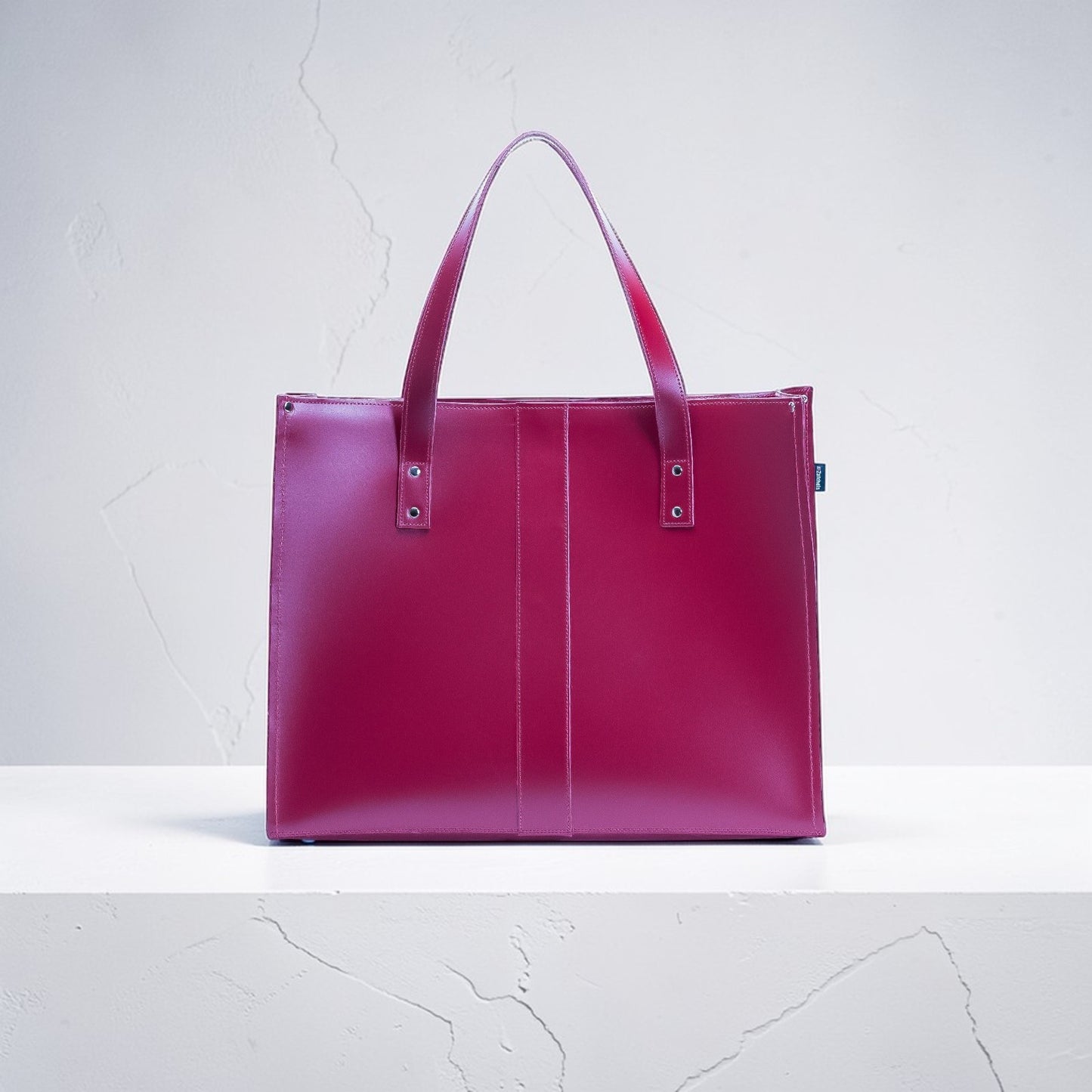 Handmade Leather Shopper - Magenta
