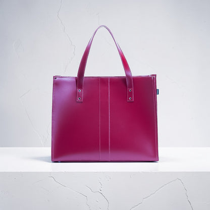 Handmade Leather Shopper - Magenta