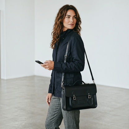 Handmade Leather Satchel - Black