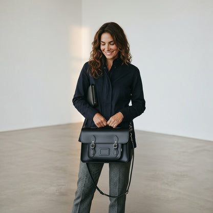 Handmade Leather Satchel - Black