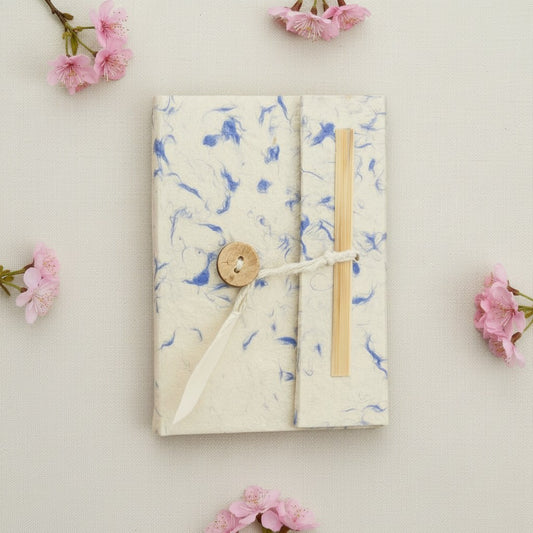 Lokta Paper Mixed Blue Cotton Notebook – Mini