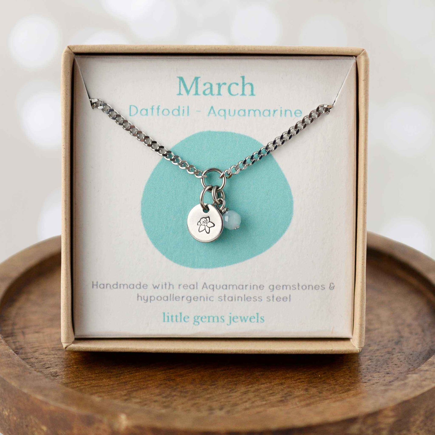 March Birthflower With Birthstone Necklace