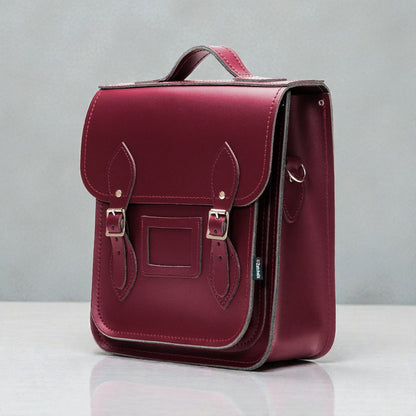 Handmade Leather City Backpack - Marsala Red